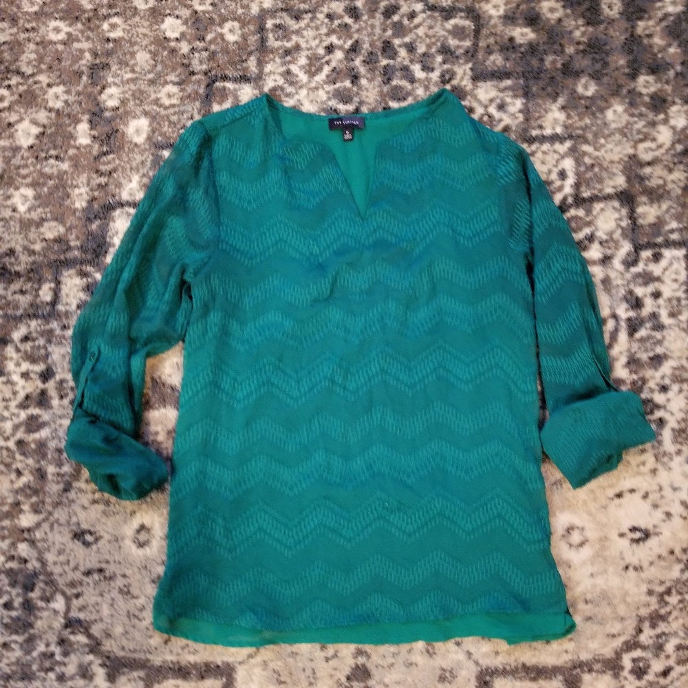 The Limited Green 3/4 Sleeve Shift Blouse